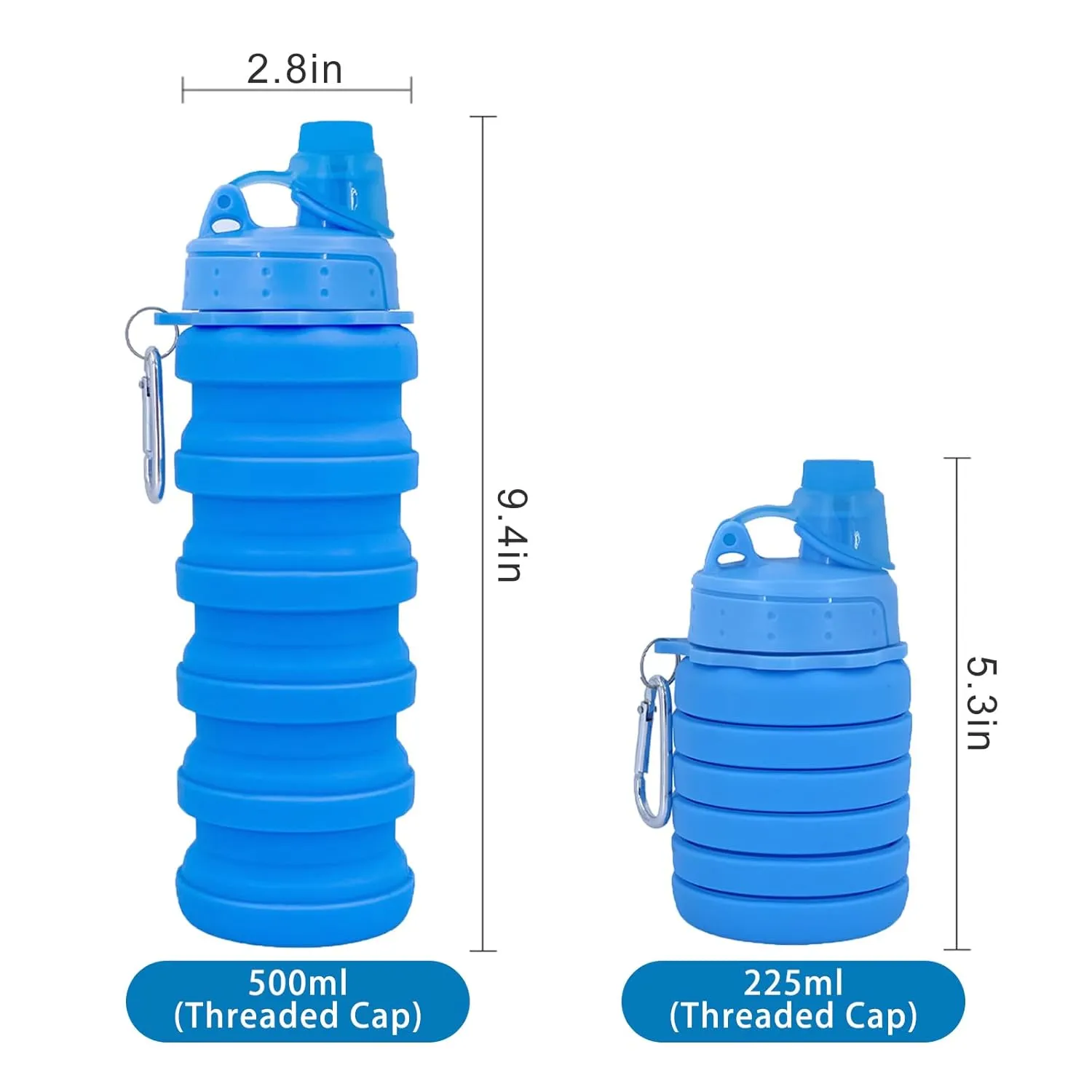 1 Pc Collapsible Water Bottle – Portable 500ml Silicone Sports Bottle