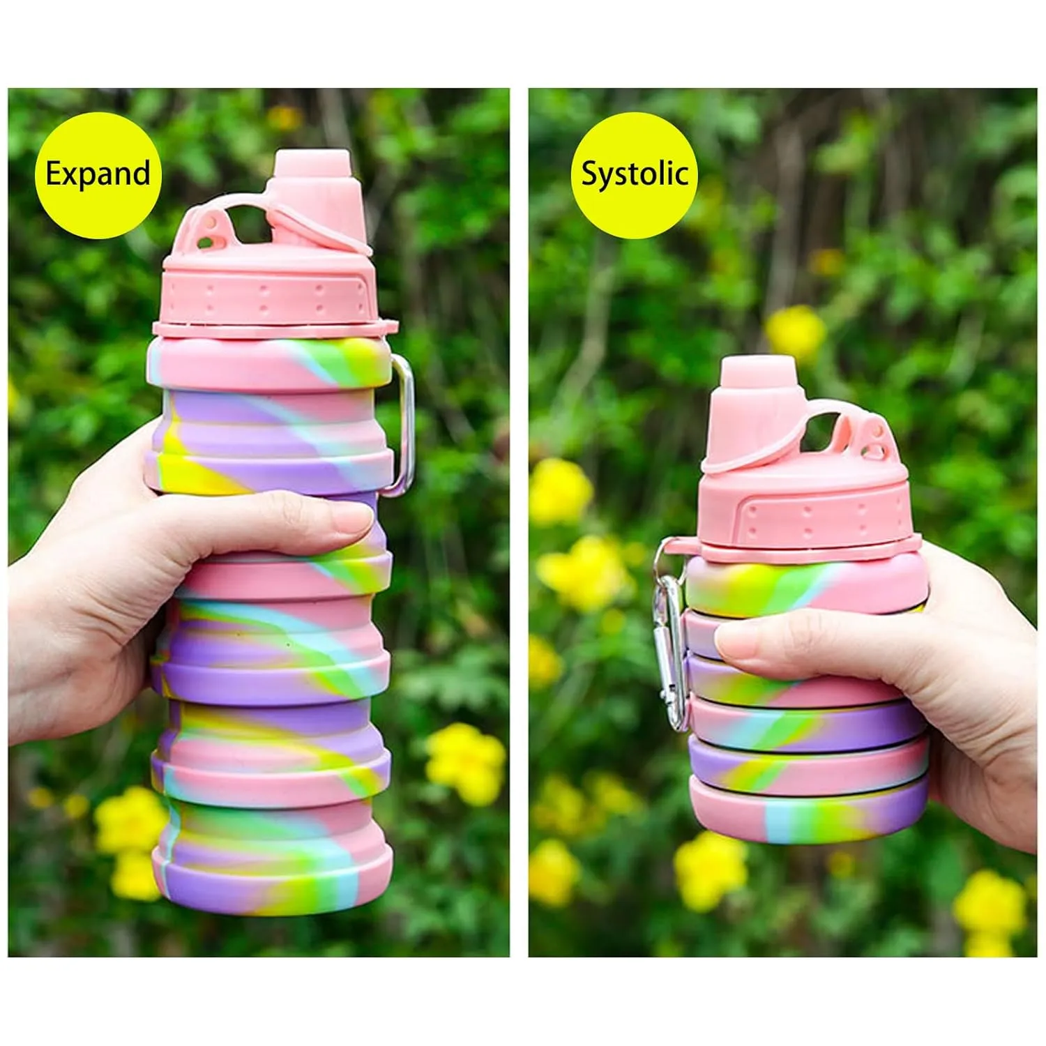 1 Pc Collapsible Water Bottle – Portable 500ml Silicone Sports Bottle
