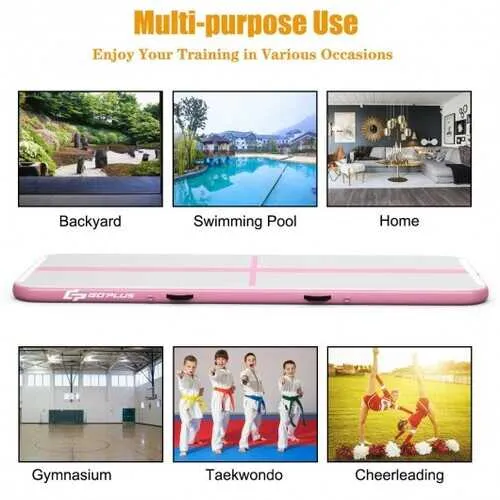 10 Feet Air Track Inflatable Gymnastics Tumbling Mat with Pump -Black