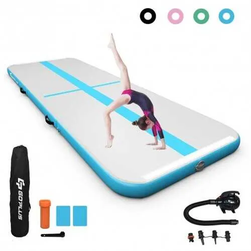 10 Feet Air Track Inflatable Gymnastics Tumbling Mat with Pump -Black