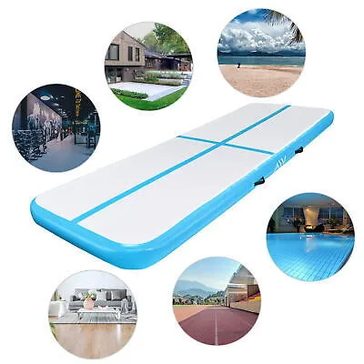 10 Ft Air Mat Track Inflatable Tumbling Mat Gymnastics Training Fitness Blue