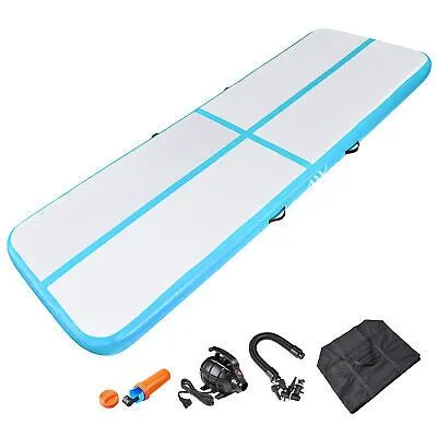 10 Ft Air Mat Track Inflatable Tumbling Mat Gymnastics Training Fitness Blue