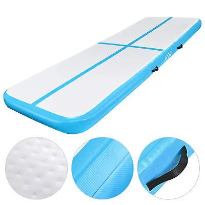 10 Ft Air Mat Track Inflatable Tumbling Mat Gymnastics Training Fitness Blue