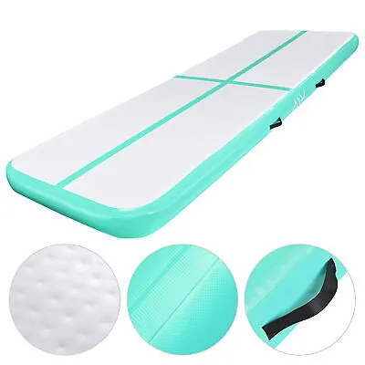 10 Ft Air Mat Track Inflatable Tumbling Mat Gymnastics Training Fitness Green
