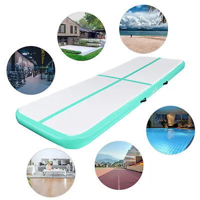 10 Ft Air Mat Track Inflatable Tumbling Mat Gymnastics Training Fitness Green