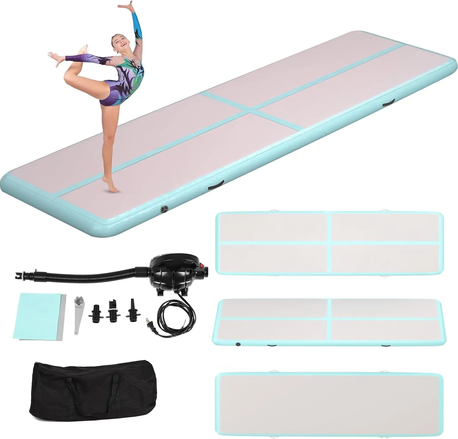10 Ft Inflatable Air Gymnastics Mat 4 Inches Thick Tumbling mat with Electric Pump,Air Tumble Track Mat for Home Use/Training/Cheerleading/Park/Water/Yoga