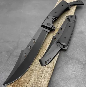 10.5" Large Folding Knife with Rosewood Handle - Long Blade EDC Tactical Pocket Knives for Men, Outdoor Hunting Camping Survival Folding Knife (Black)