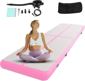 10ft Inflatable Gymnastics Air Tumbling Track Mat,4 Inch Thick Exercise Mat Tumbling Mat Water Resistant Gym Mat with Electric Pump for Home Training Cheerleading Yoga Water Sports