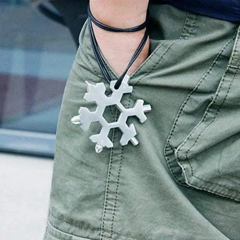 12-in-1 Snow Flake shaped Multi-tool key ring