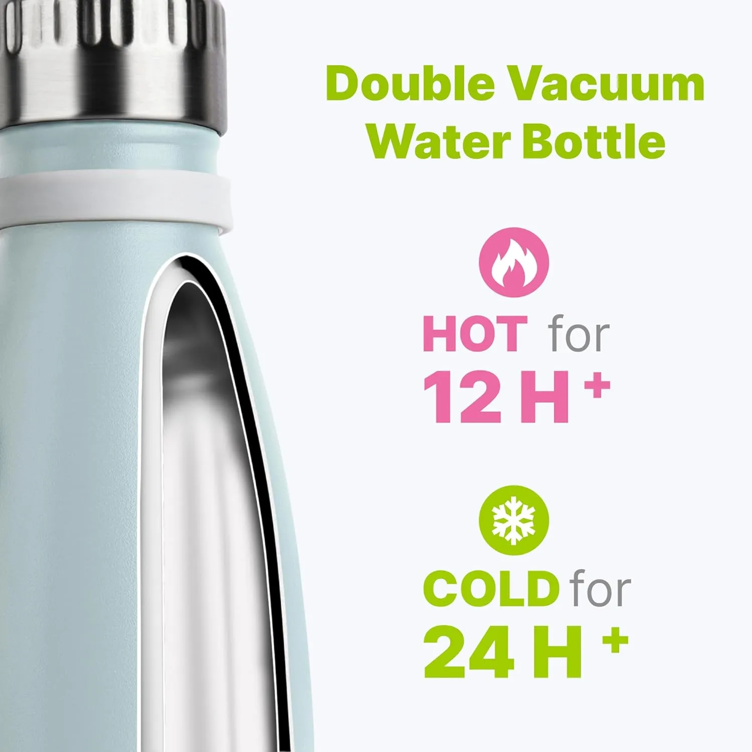 12 oz Water Bottle Stainless Steel Double Wall Vacuum Insulated Sports Water Bottle for Kids, Small Mini Cola Shape Water Flask Leak Proof (Baby Blue-Purple Pink)