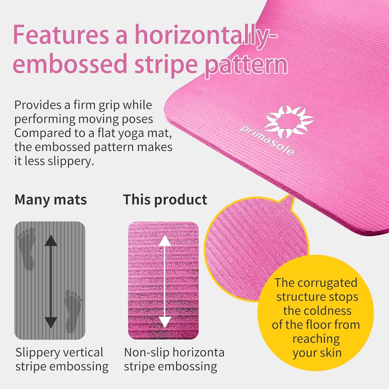 1/2 Thick Exercise Mat with Carry Strap & Case Mat for Yoga Pilates Fitness at Home and Gym 72" L x 24" W