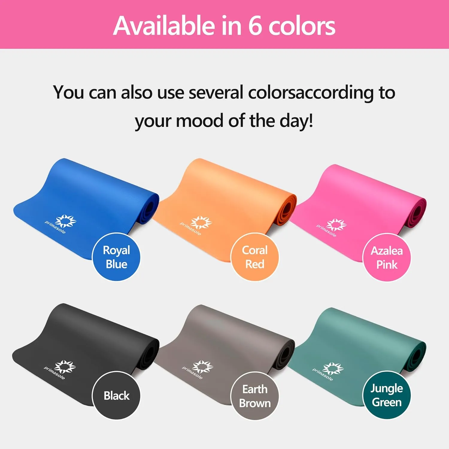 1/2 Thick Exercise Mat with Carry Strap & Case Mat for Yoga Pilates Fitness at Home and Gym 72" L x 24" W