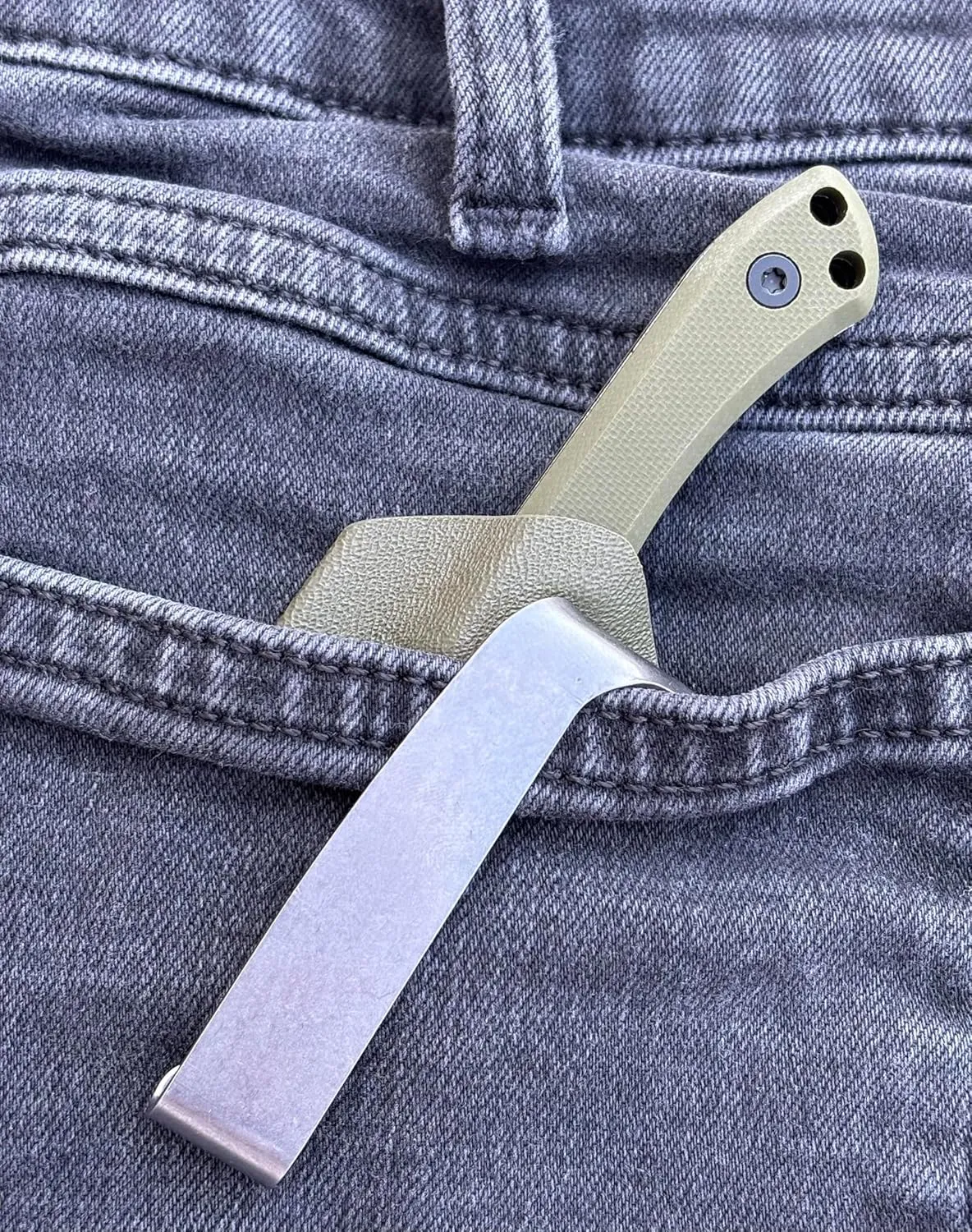 12cm Fixed Blade Knife with Kydex Sheath, Full Tang, Back Pocket Clip