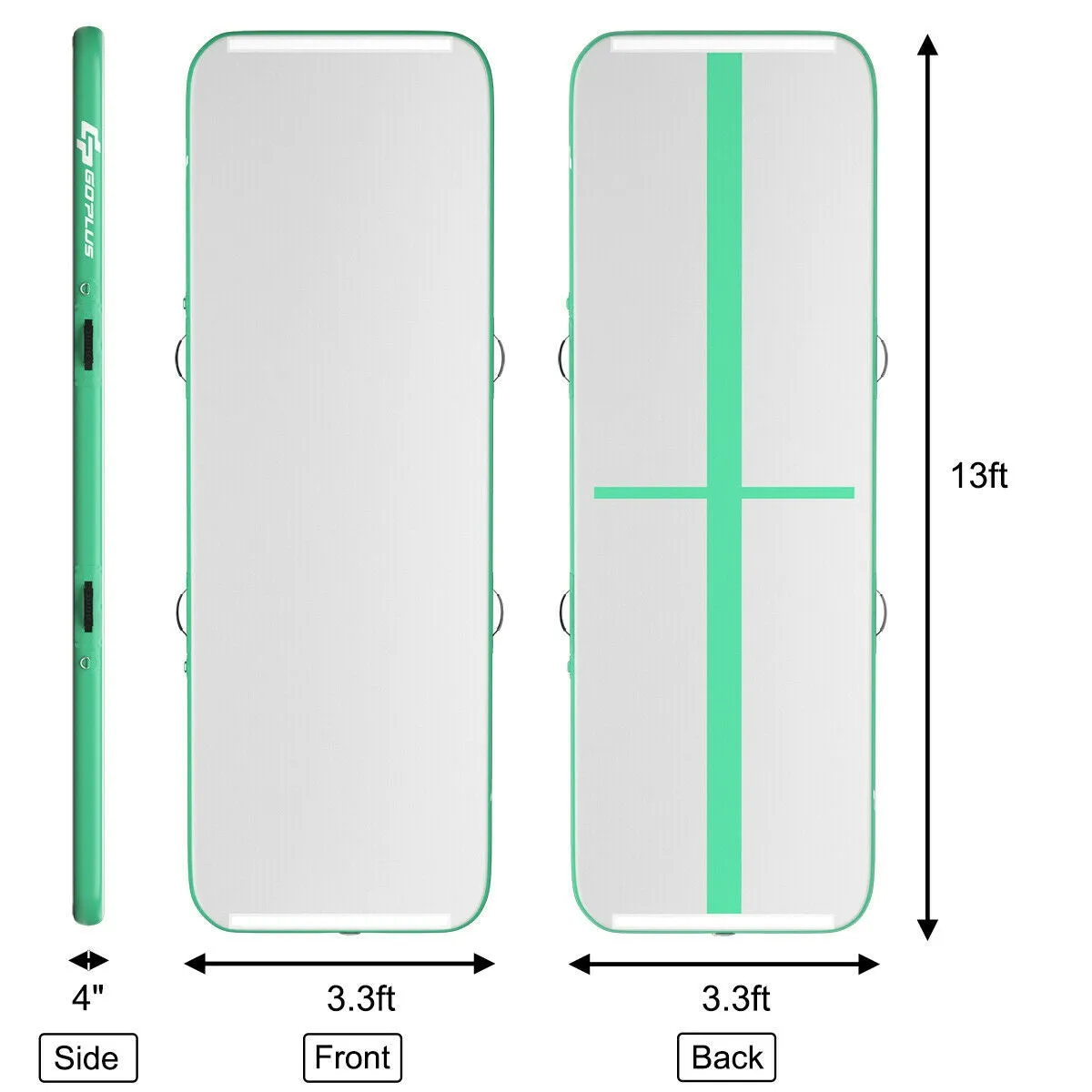 13 Feet Inflatable Gymnastics Tumbling Mat with Pump-Green