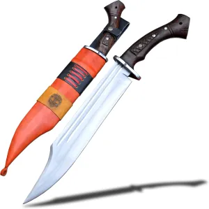 15 inches long Blade Hand-Forged Multi-Function Survival Knife-Bowie – 5160 Carbon Steel Blade, Rosewood Handle, Leather Scabbard – Versatile Tool for Chopping, Carving, Skinning, and More