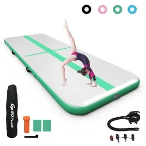 15FT Air Track Inflatable Gymnastics Tumbling Mat -Green - Color: Green