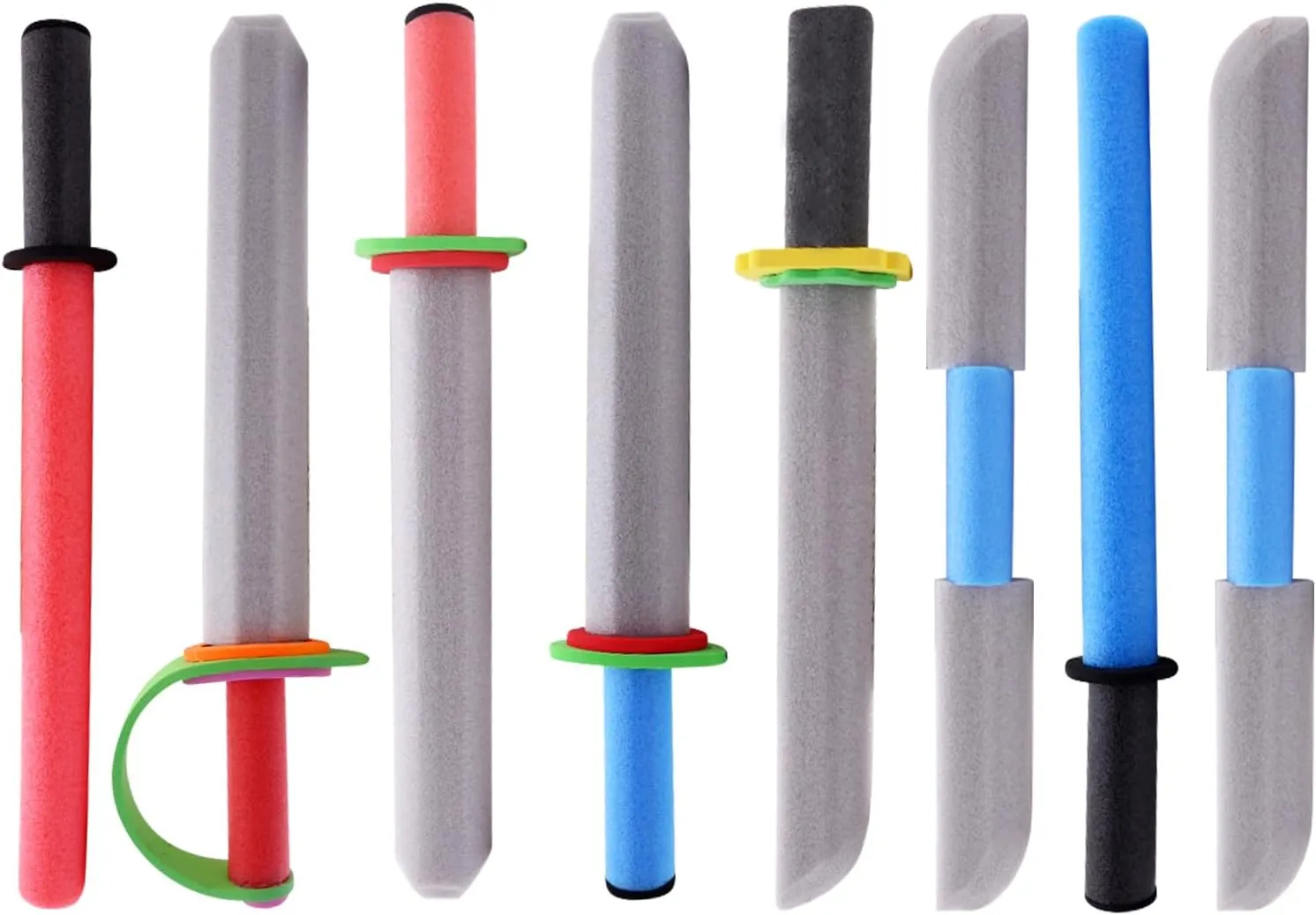 17 Inch Foam Sword for Fighting Play, 8 Pack Foam Weapons Toy Pretend Sets for Boys and Girls Outdoor Supplies and Birthday