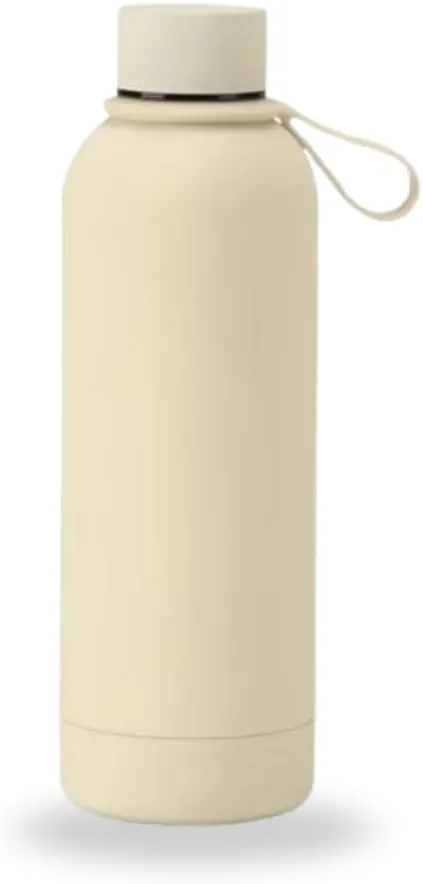 17 oz Stainless Steel Insulated Water Bottle - Double Wall Vacuum Insulated, Leakproof, BPA Free - Gym & Travel Bottle (Beige)