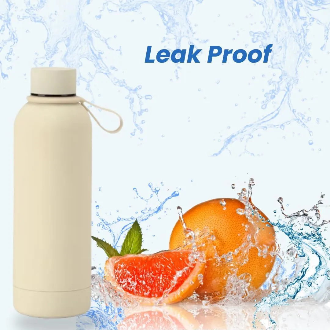 17 oz Stainless Steel Insulated Water Bottle - Double Wall Vacuum Insulated, Leakproof, BPA Free - Gym & Travel Bottle (Beige)