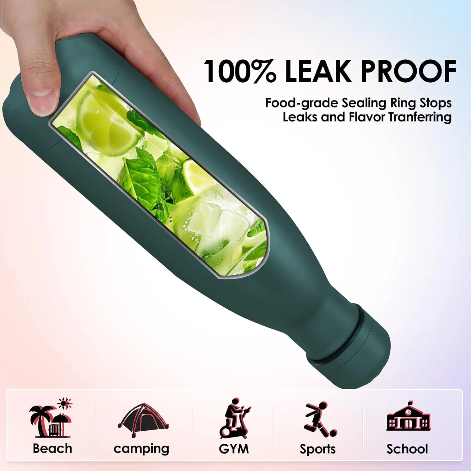 17oz Cola-Bottle Shaped Stainless Steel Leak-proof Water Bottle,Double Wall Vacuum Insulated Metal Thermos,Travel Mug For Sports Indoors & Outdoors,BPA-Free Kids Flasks,Army Green(4Pack)