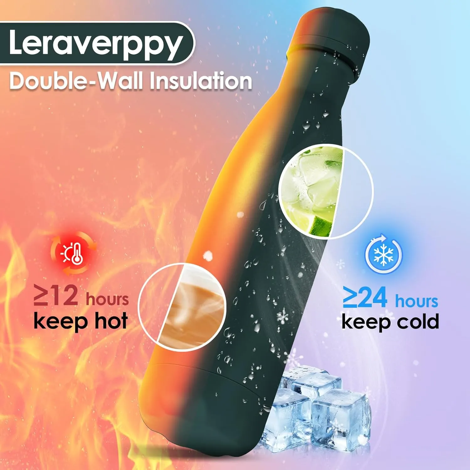 17oz Cola-Bottle Shaped Stainless Steel Leak-proof Water Bottle,Double Wall Vacuum Insulated Metal Thermos,Travel Mug For Sports Indoors & Outdoors,BPA-Free Kids Flasks,Army Green(4Pack)