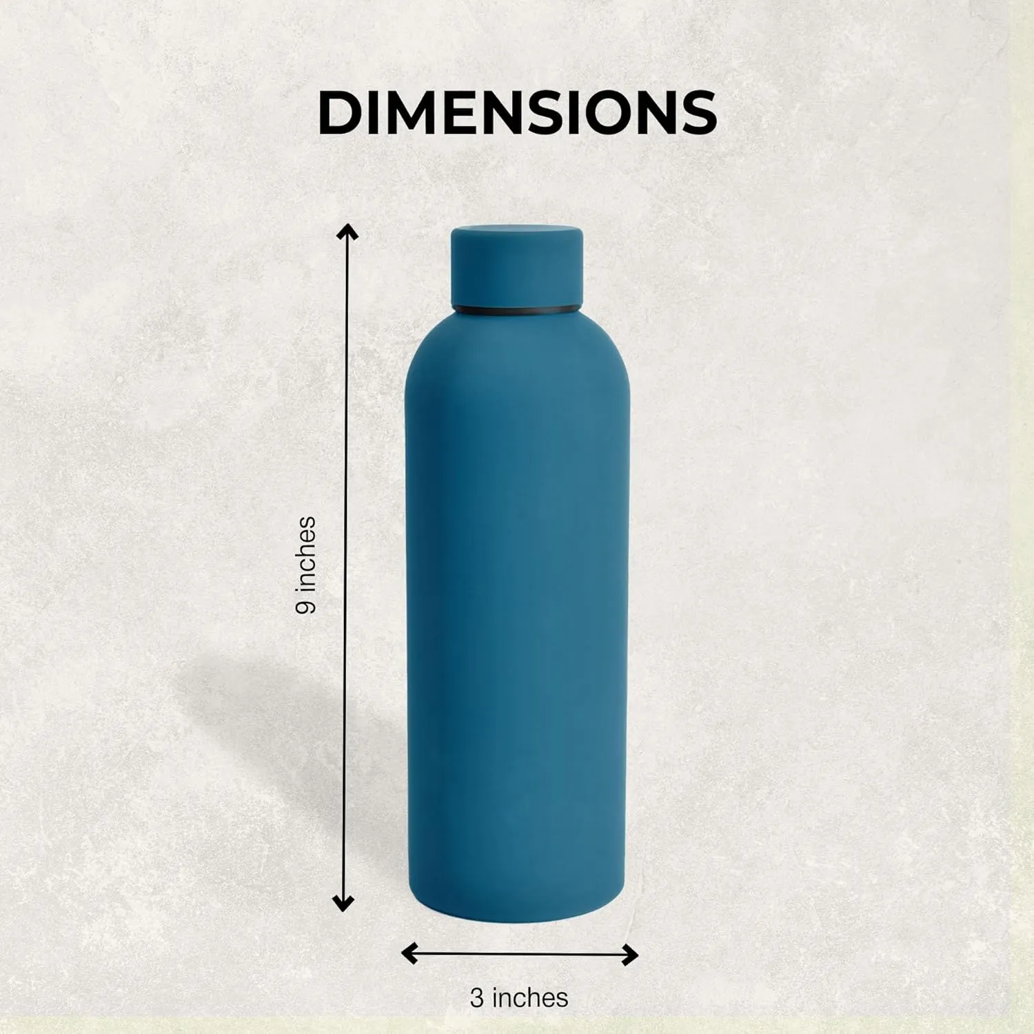 17oz Matte Finish Stainless Steel Water Bottle | Vacuum Insulated Travel Bottle |12 hrs Hot & 18 hrs Cold | Smooth Rubber Finish Water Bottle (Teal Blue)