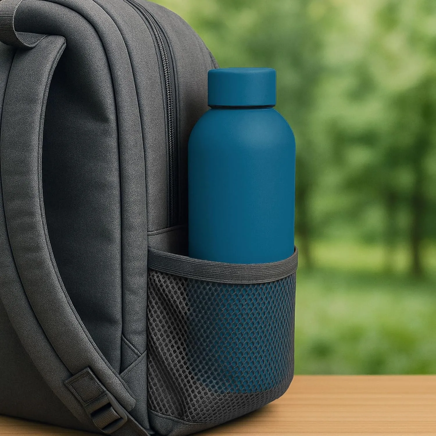 17oz Matte Finish Stainless Steel Water Bottle | Vacuum Insulated Travel Bottle |12 hrs Hot & 18 hrs Cold | Smooth Rubber Finish Water Bottle (Teal Blue)