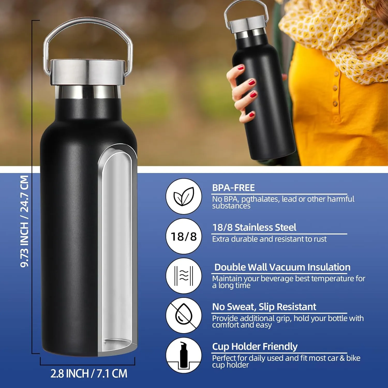 17oz Stainless Steel Water Bottle,Leak-Proof Sweat-Proof Travel Flask,Double Wall Vacuum Thermos,Portable Insulated Cup,Reuseble Metal Bottle for School Sports Hikers Kids,Mix(4Packs)