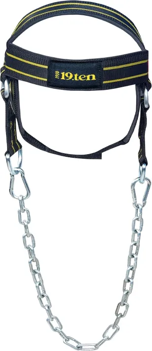 19th Weight Harness for Neck and Head Strengthening Thick Padded Adjustable Strap with 30 Heavy Duty Steel Chains and Rings for Gym, Crossfit, Fitness, Training, Injury, Rehab