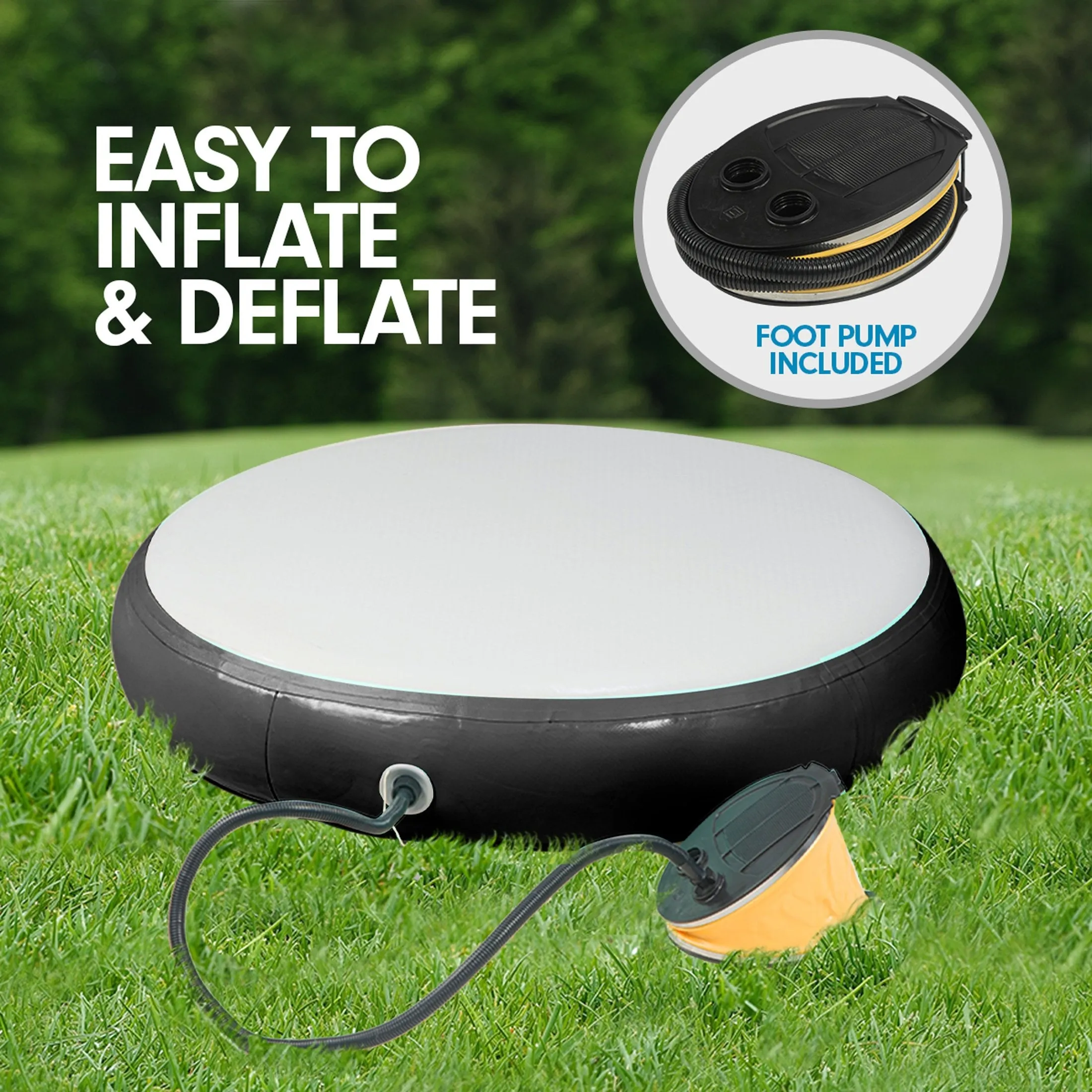 1M Air Track Spot Round Inflatable Gymnastics Tumbling Mat Pump Black