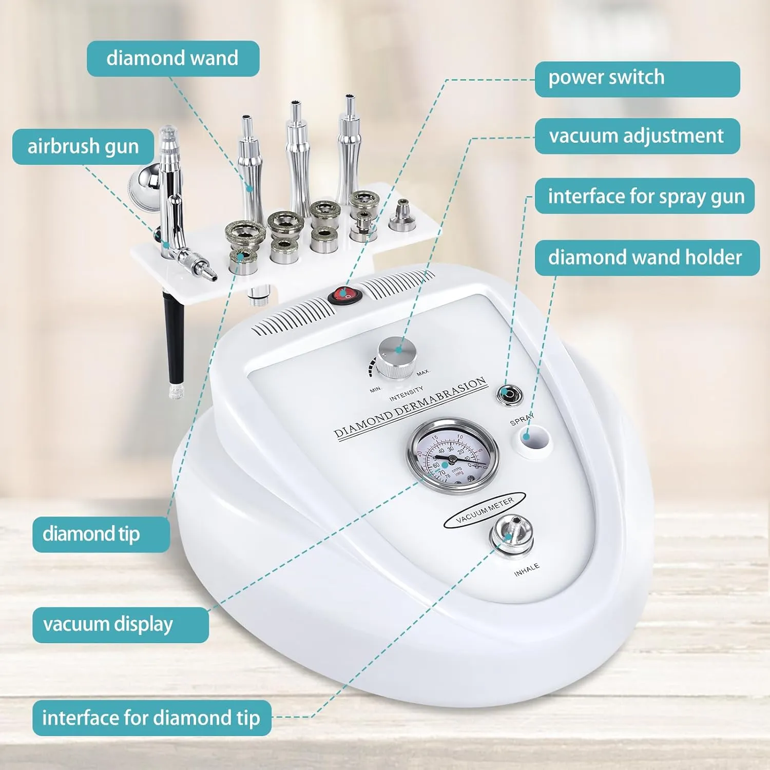 2 in 1 Diamond Micro der-ma-Bra-sion Machine, Yofuly 0-68cmHg Suction Power Professional Diamond Glow Facial Machine with Spray Kit, Facial Skin Care Equipment for Home Use