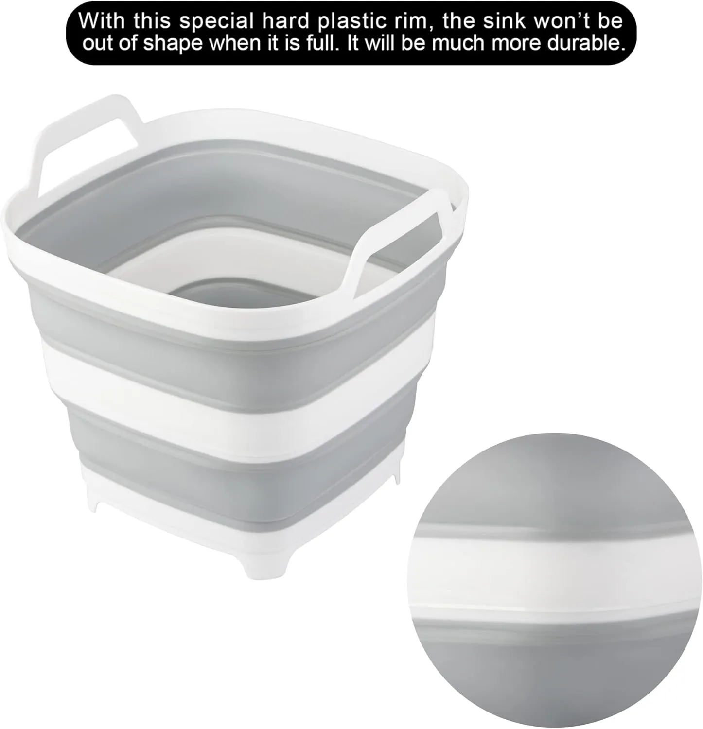 2 Pack Collapsible Ice Bucket with 2.77 Gal / 10.5L Each, Foldable Bottle Drink Cooler for Wine, Beer and Champagne, Space Saving Tub for House Cleaning, Outdoor Waterpot for Garden or Camping
