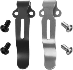 2 Pack Deep Carry Pocket Clips with 4 Pieces Screws, Stainless Steel Pocket Knife Clip Replacement for Benchmade Bugout 535 and More, Anodized Finish, Black and Stone Wash