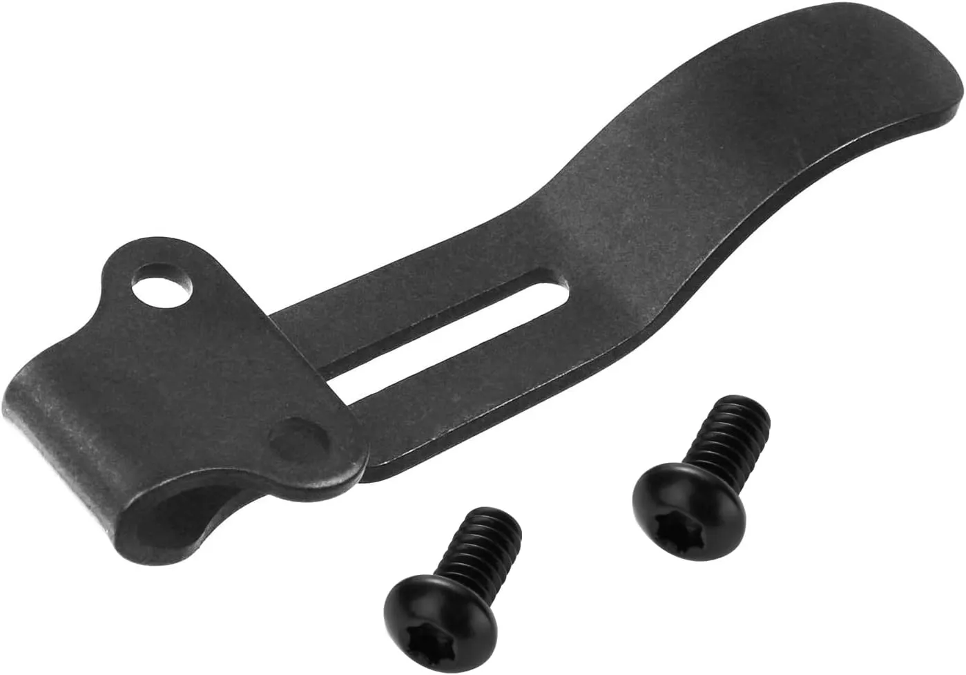 2 Pack Deep Carry Pocket Clips with 4 Pieces Screws, Stainless Steel Pocket Knife Clip Replacement for Benchmade Bugout 535 and More, Anodized Finish, Black
