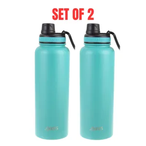 2 x Oasis 1.1L Stainless Steel Insulated Sports Bottle w/ Screw Cap - Turquoise