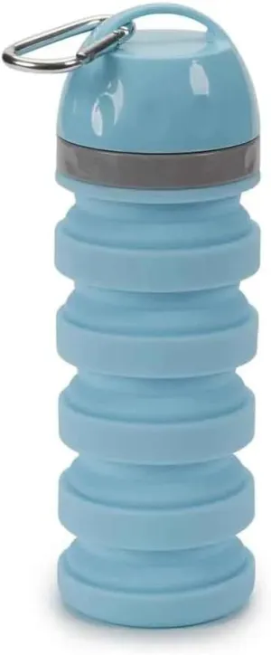 20 ounce Collapsible Water Bottles for People and Pets Flexible Accordion Style Choose Quantity (Blue, 1 Water Bottle)