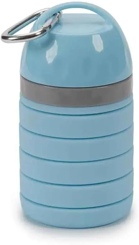 20 ounce Collapsible Water Bottles for People and Pets Flexible Accordion Style Choose Quantity (Blue, 1 Water Bottle)