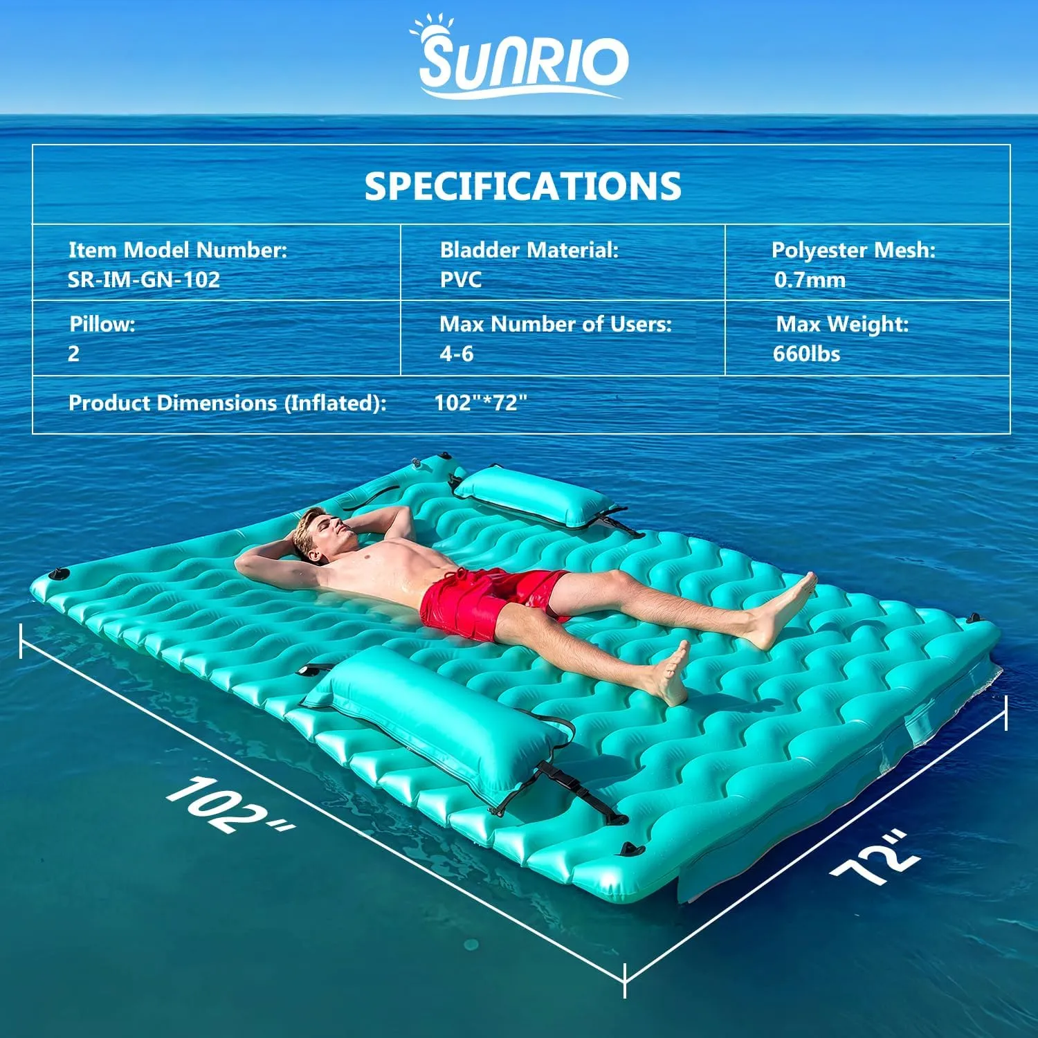 2025 Upgrade Giant Inflatable Floating Mat-Pool Float Lake Floats for Adults with Pool Hammock Pool Mats for Floating Swimming Pool Beach Lake for Summer Water Party