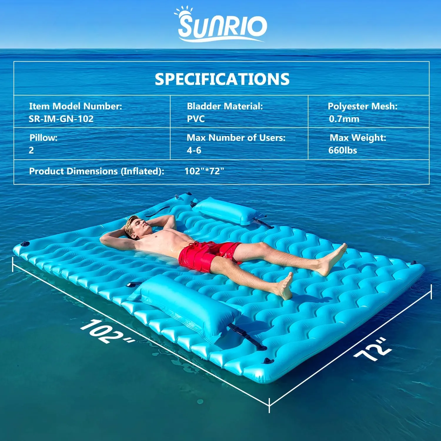 2025 Upgrade Giant Inflatable Floating Mat-Pool Float Lake Floats for Adults with Pool Hammock Pool Mats for Floating Swimming Pool Beach Lake for Summer Water Party