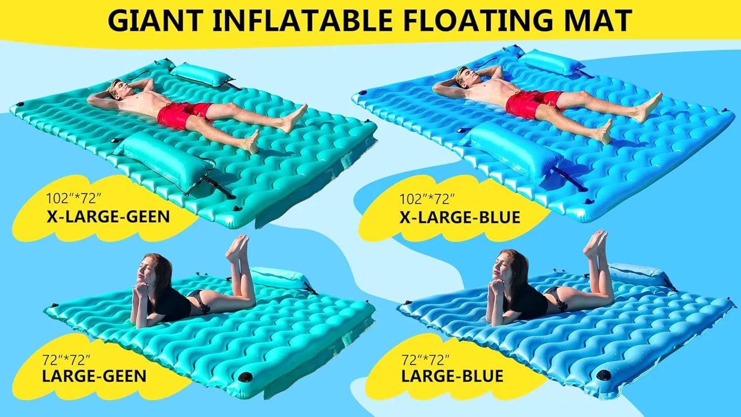 2025 Upgrade Giant Inflatable Floating Mat-Pool Float Lake Floats for Adults with Pool Hammock Pool Mats for Floating Swimming Pool Beach Lake for Summer Water Party