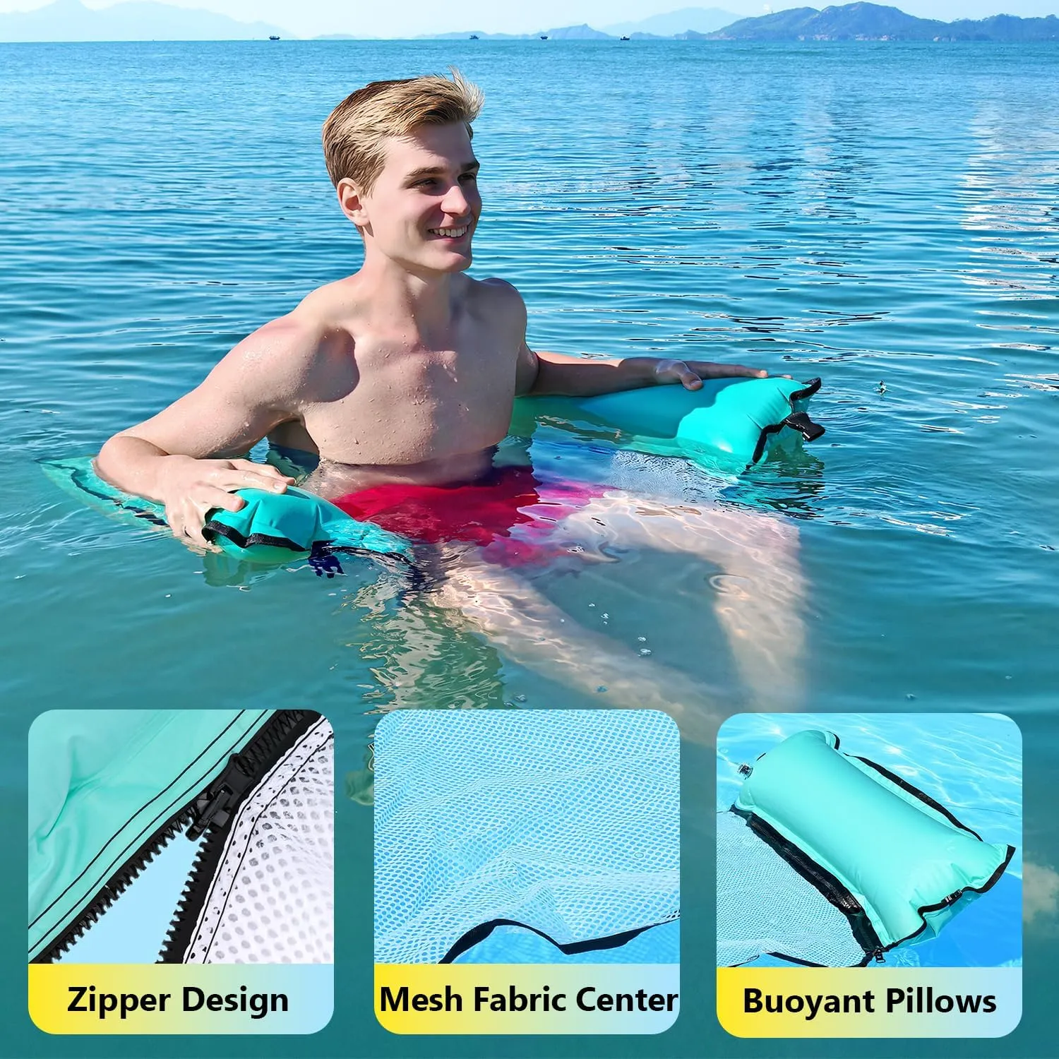 2025 Upgrade Giant Inflatable Floating Mat-Pool Float Lake Floats for Adults with Pool Hammock Pool Mats for Floating Swimming Pool Beach Lake for Summer Water Party
