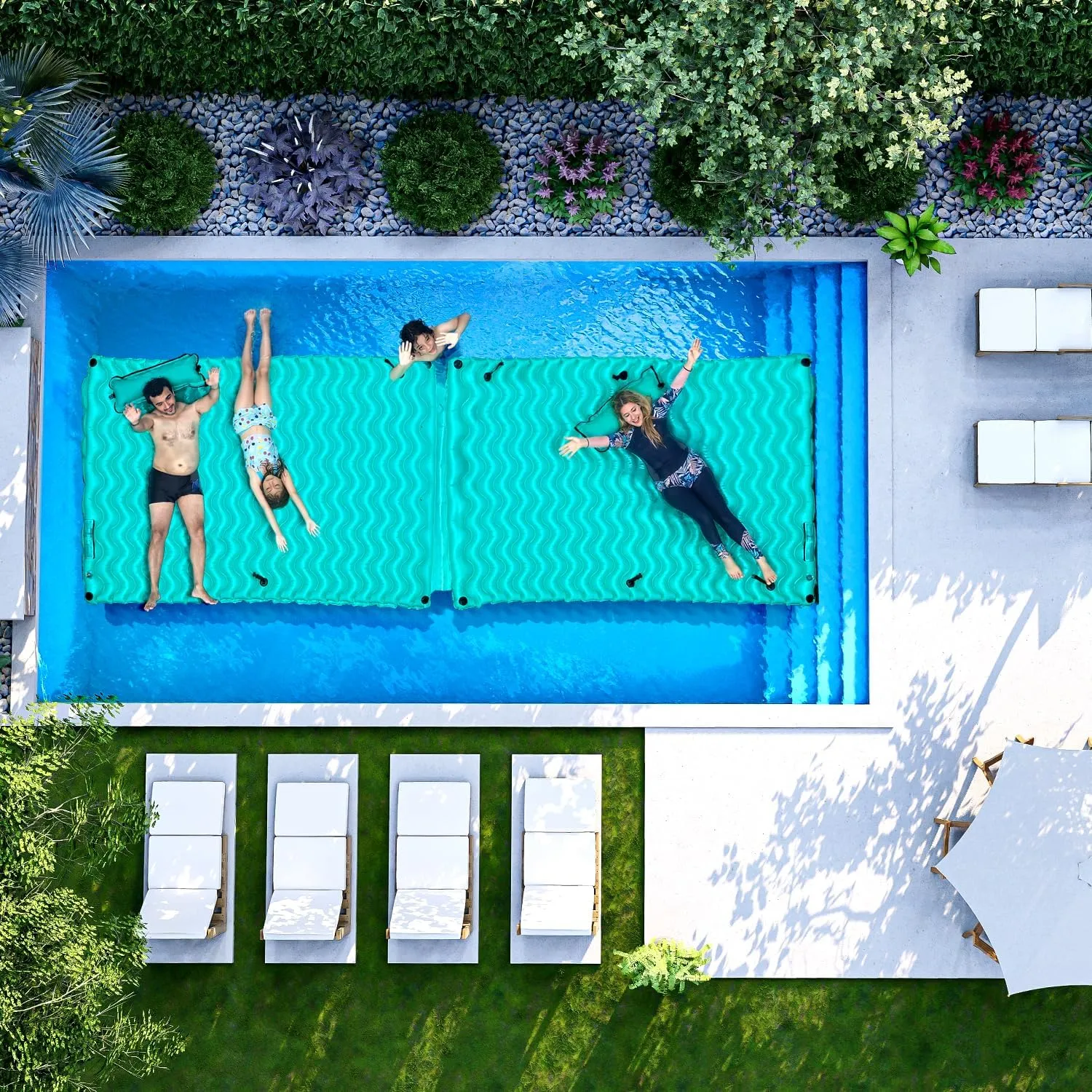 2025 Upgrade Giant Inflatable Floating Mat-Pool Float Lake Floats for Adults with Pool Hammock Pool Mats for Floating Swimming Pool Beach Lake for Summer Water Party