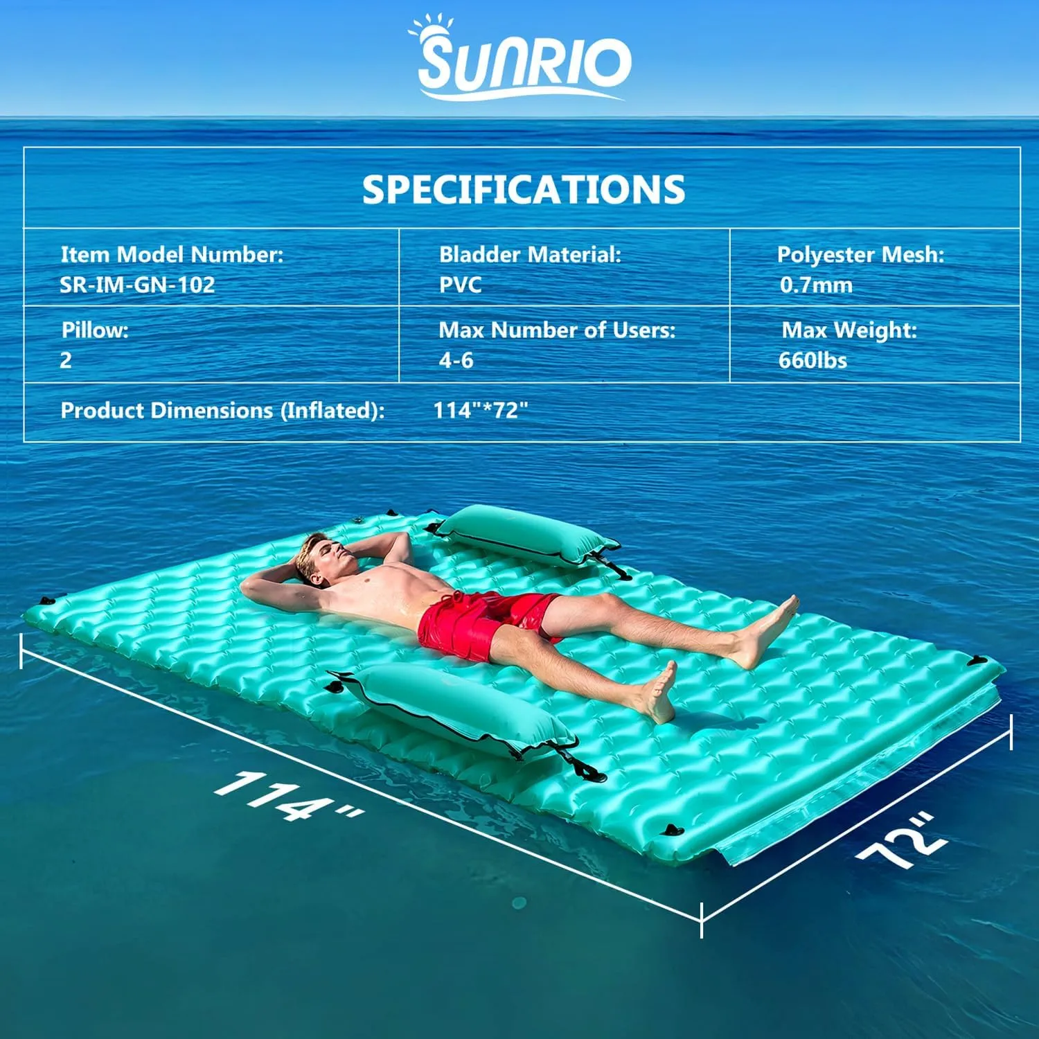 2025 Upgrade Giant Inflatable Floating Mat-Pool Float Lake Floats for Adults with Pool Hammock Pool Mats for Floating Swimming Pool Beach Lake for Summer Water Party