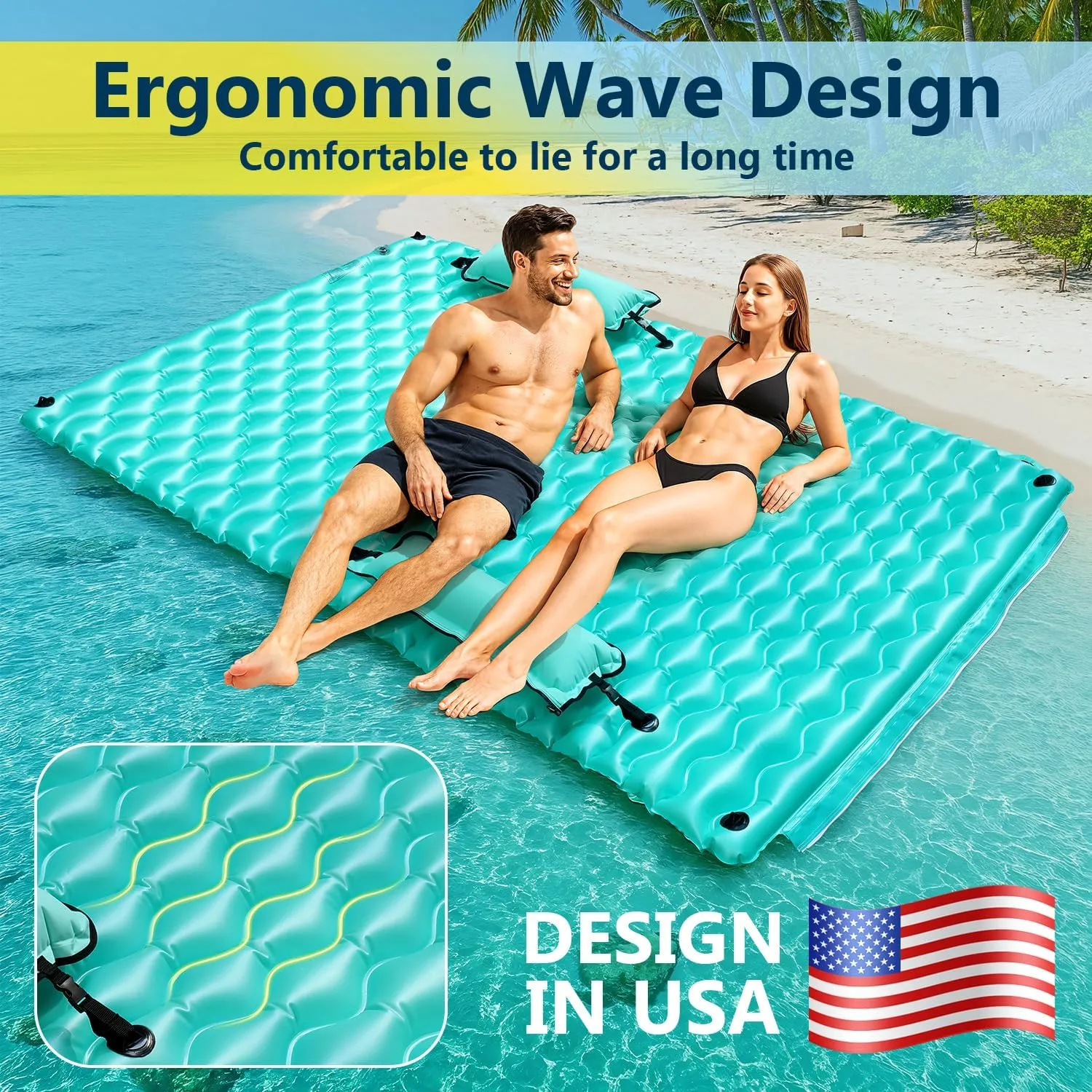 2025 Upgrade Giant Inflatable Floating Mat-Pool Float Lake Floats for Adults with Pool Hammock Pool Mats for Floating Swimming Pool Beach Lake for Summer Water Party