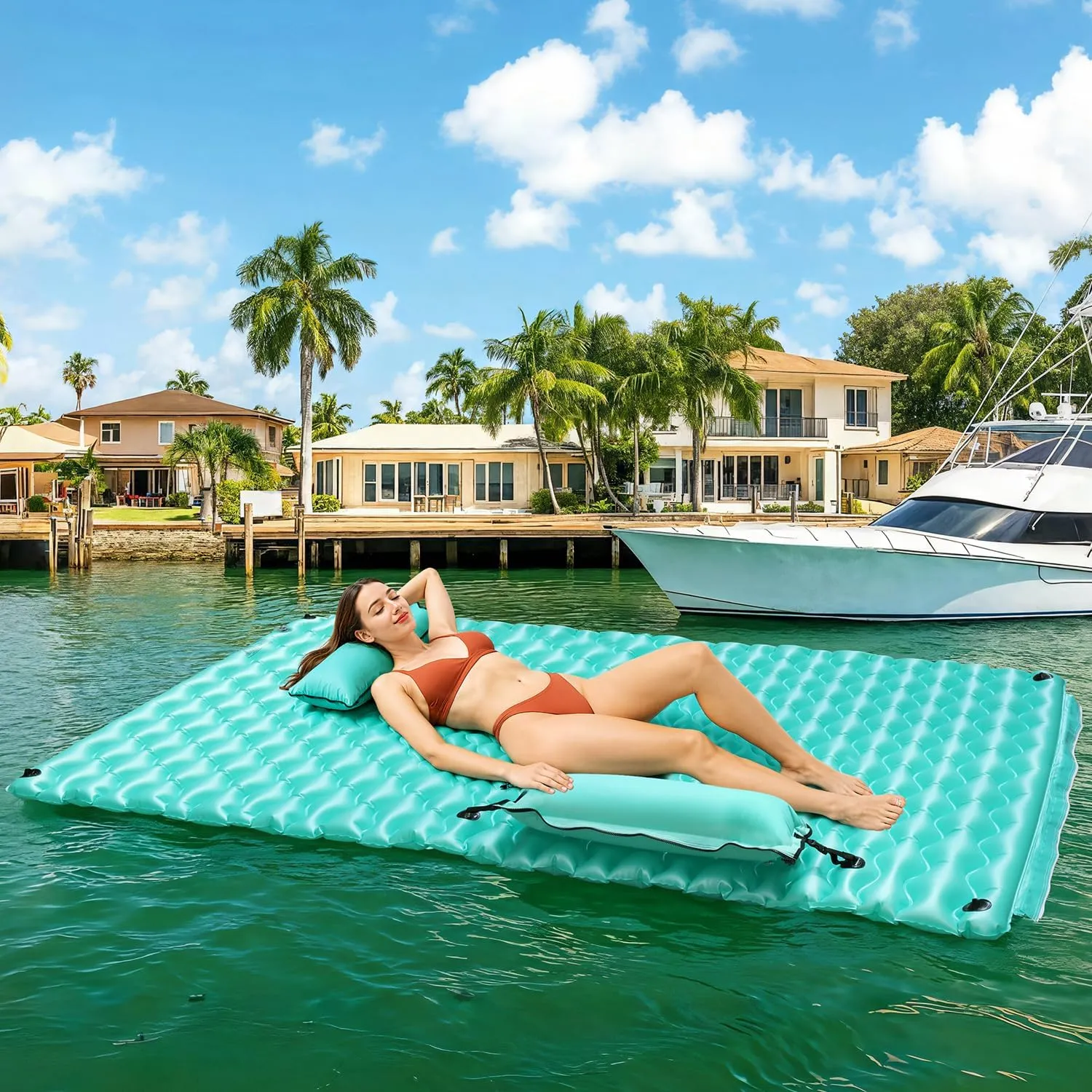 2025 Upgrade Giant Inflatable Floating Mat-Pool Float Lake Floats for Adults with Pool Hammock Pool Mats for Floating Swimming Pool Beach Lake for Summer Water Party