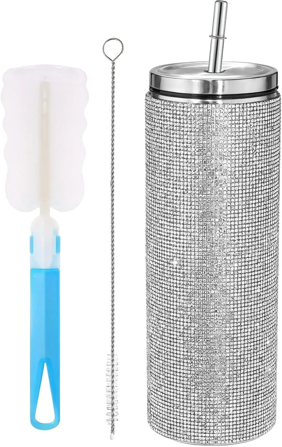 20Oz Rhinestone Insulated Water Bottle with Straw - Stainless Steel Tumbler for Hot and Cold Drinks, Ideal for Hydration at The Office Or Outdoors