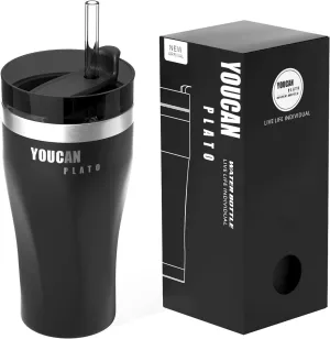 21 oz Insulated Tumbler with lid and Straw- Travel Coffee Mug- Coffee Cup-Stainless Steel Insulated Coffee Tumblers-Iced Coffee Tumbler-Double Vacuum Wall Insulated water cup for Hot and Cold,Black…