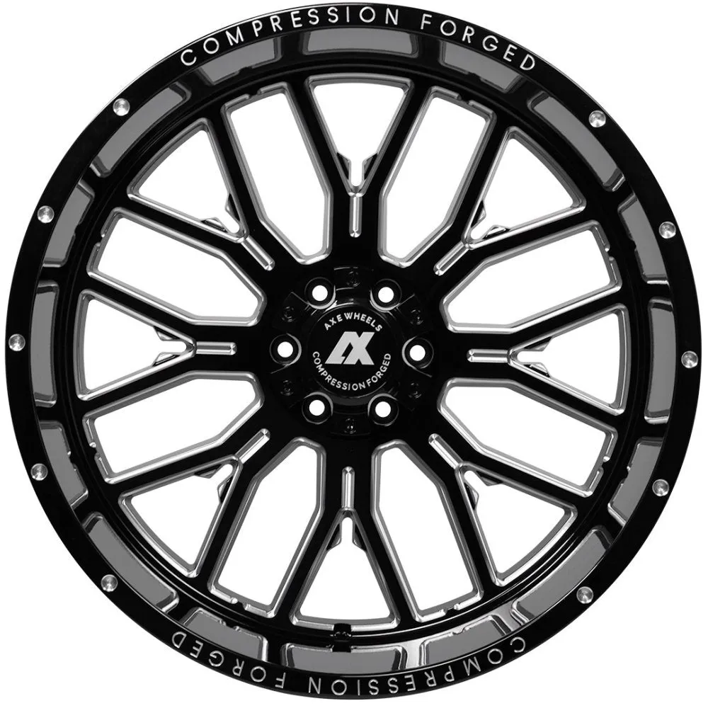 22x12 AXE Offroad AX6.0 Gloss Black Milled (Compression Forged) (* May Require Trimming)  8x170 -44mm