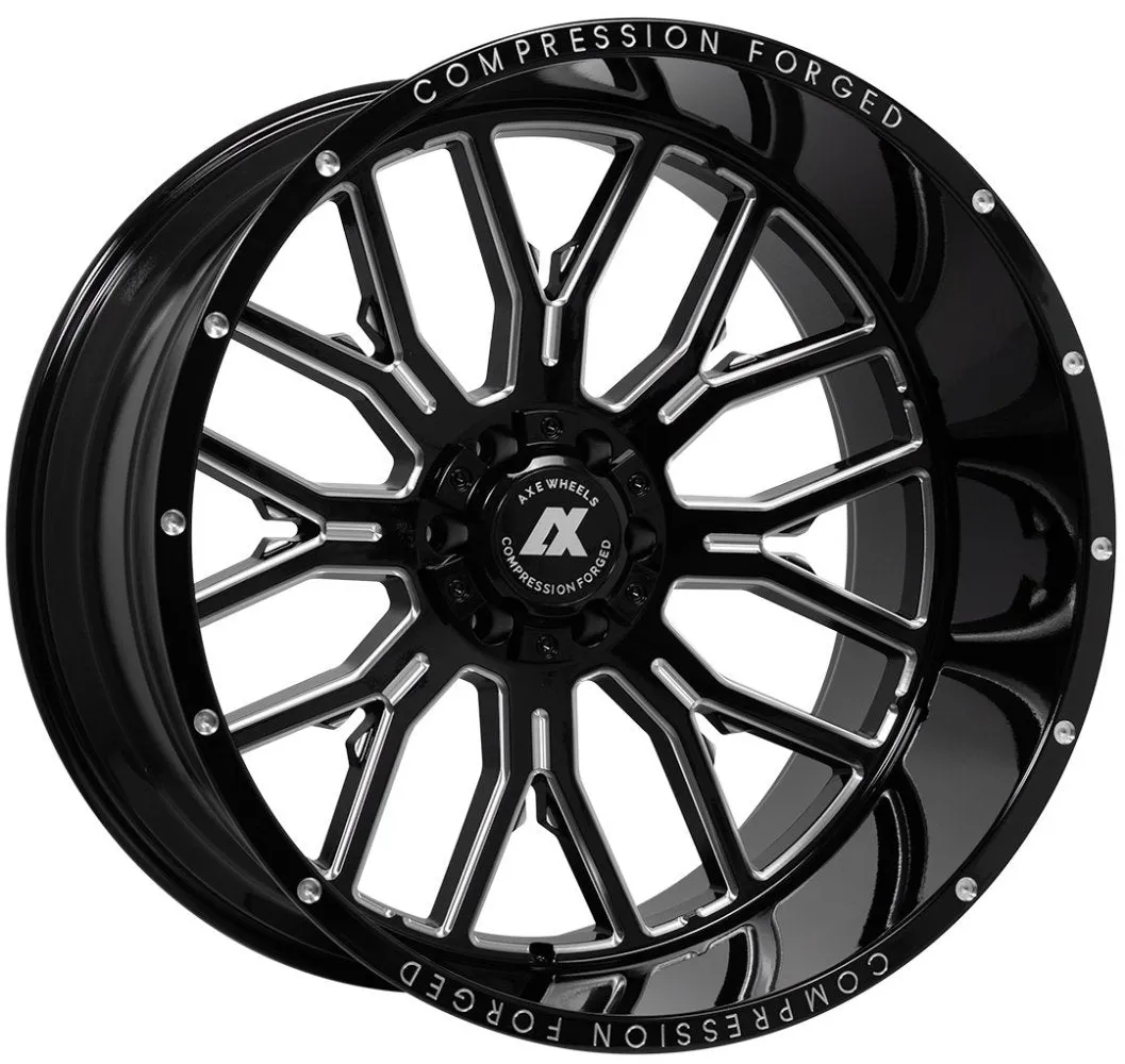 22x12 AXE Offroad AX6.0 Gloss Black Milled (Compression Forged) (* May Require Trimming)  8x170 -44mm