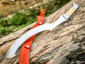 26 inches Length | Egytian Khopesh | Carbon Steel | Bone Handle | Hunting Machete | Unique Blade Design | Premium Outdoor Tool | Collectible Sword | Best Gift.
